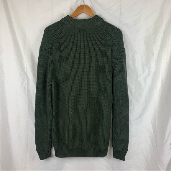 Mens Green Zara Ribbed Knit Sweater - Picture 6 of 7